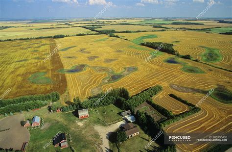 Aerial Rural Scene Of Farmland Of Saskatchewan Canada — Scenery