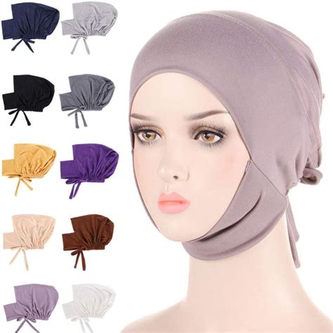 Maxi Adjustable Arab Turban Bonnet Muslim Inner Hijab Caps Islamic Cap