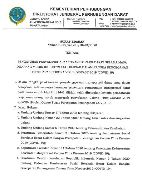 Detail Surat Edaran Kementerian Perhubungan Koleksi Nomer 6