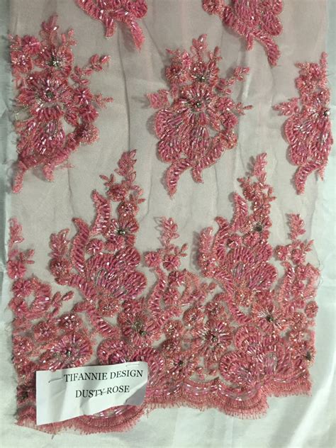 Coral Flowers Embroider And Heavy Beaded On A Mesh Lace Fabric Sold By