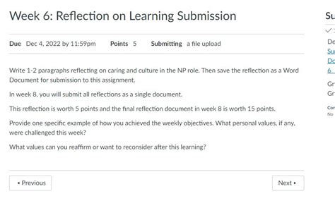 Answered Nr Np Week Reflection On Learning Submission Reaffirm