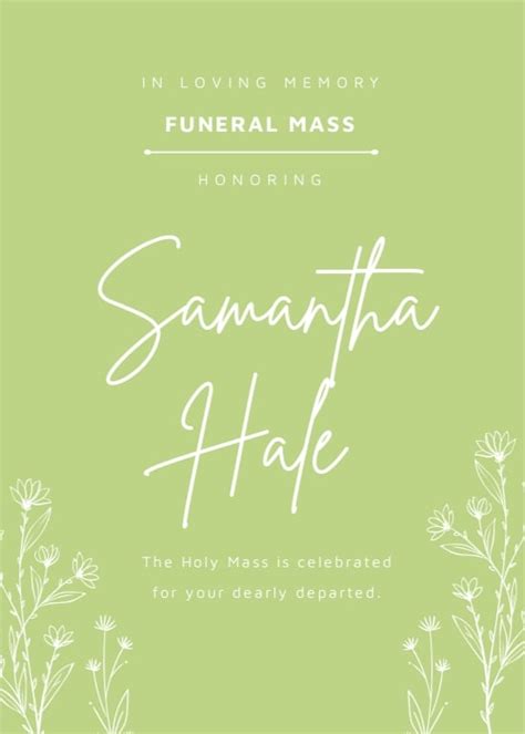 Elegant Funeral Mass Card Template in Illustrator, PSD, Publisher ...