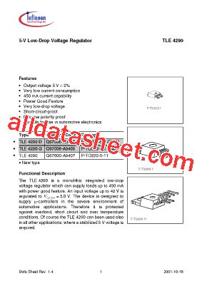 TLE4290G Datasheet PDF Infineon Technologies AG