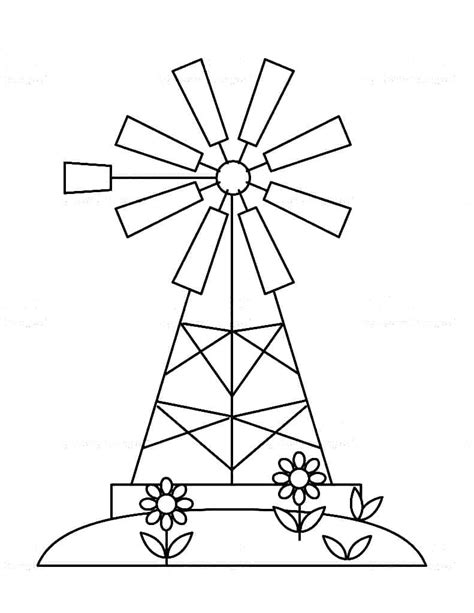 Desenhos De Moinho De Vento Para Colorir Pintar E Imprimir