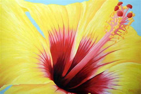 Yellow Hibiscus Painting By Adam Johnson Fine Art America