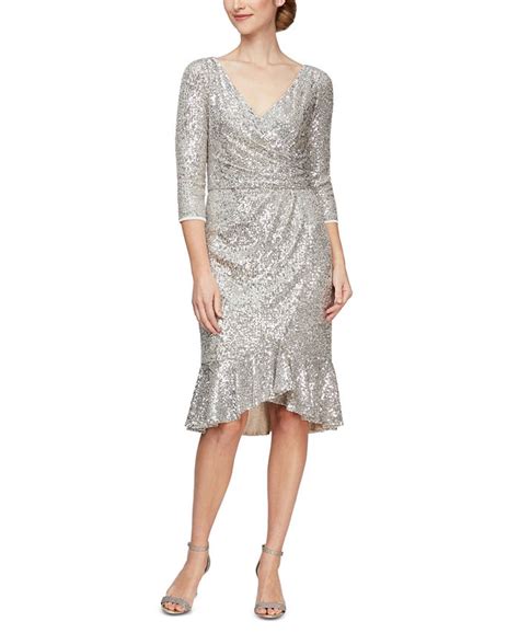 Alex Evenings Sequinned Flounce Hem Midi Dress Macys