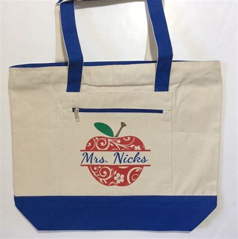 Teacher Bags Teacher Totes Apple Bag Personalized Teacher Etsy