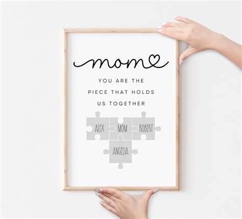 Custom Mothers Day Puzzle Sign Mom You Are The Piece That Holds Us Together Mothers Day T