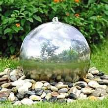 Solar Powered 30cm Diameter Sphere Water Feature With LED Light Sphere Water Feature, Outdoor ...