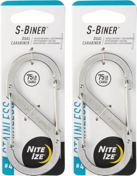 Nite Ize S Biner Stainless Steel 4 Brushed Dual Gated Carabiner 75lb