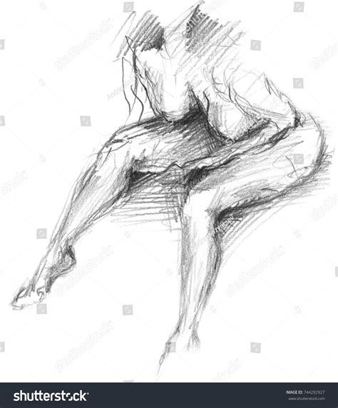 Sitting Nude Woman Pencil Sketch 스톡 일러스트 744292927 Shutterstock