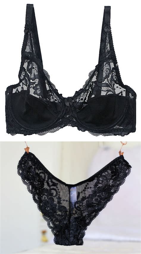 Xiushiren Soft Full Cup Plus Size Lace Bra Sets Black Sexy Bra And Thongs 36d 38e 40dd 42c 44d