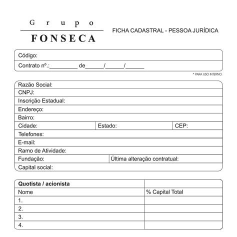 Modelo De Ficha Cadastral Simples