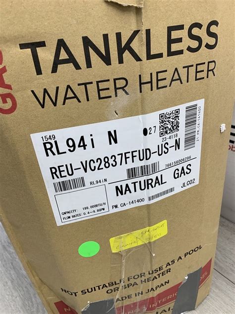 Rinnai Rl94in Indoor Tankless Water Heater Natural Gas 199k Btu S 19 4534 Ebay