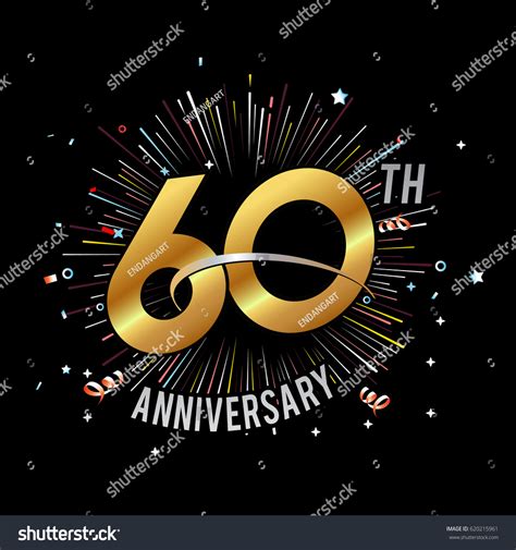 Vektor Stok Th Anniversary Fireworks Celebration Background Stock