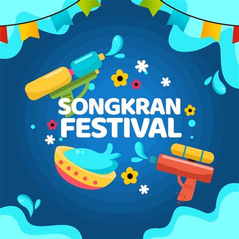 Free Vector Songkran Festival With Garlands