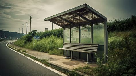 Fondo La Parada De Autobús Está En Las Afueras Fondo Banco De La