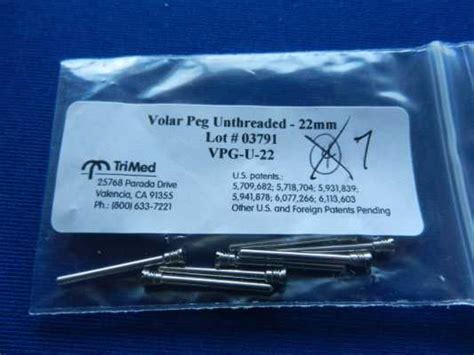 Trimed Volar Peg Unthreaded 22mm Qty 7 Ref Vpg U 22 Ringle Medical