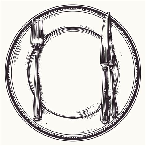 Premium Vector | A drawing of a fork and a knife with a fork in the middle