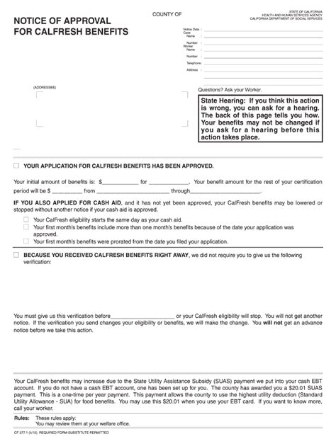 Calfresh Notice Of Approval Fill Online Printable Fillable Blank