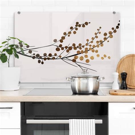 Wandcirkel Hout Kubistika Golden Branch Wall Art Nl