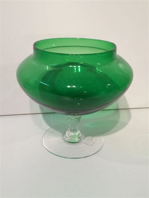 Vintage Emerald Green Glass Goblets Etsy