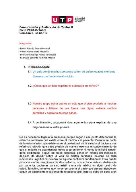 Semana 9 Comprension Tarea Comprensión y Redacción de Textos II