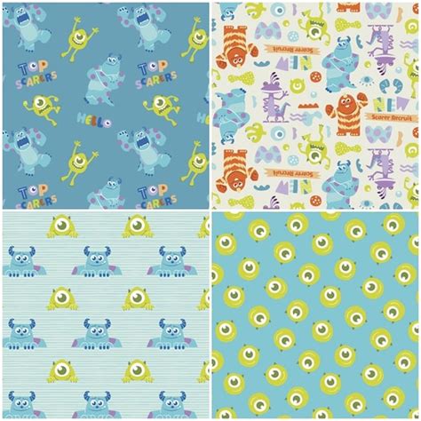 Disneys Monsters Inc Mike And Sulley 100 Cotton Fabrics Etsy