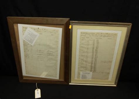 Two Documents Framed Under Glass Explaining The Values Of Items At Each