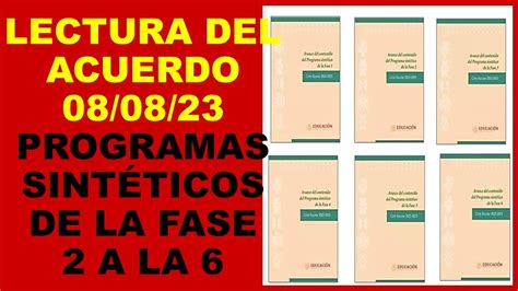 Soy Docente LECTURA DEL ACUERDO 08 08 23 PROGRAMAS SINTÉTICOS DE LA