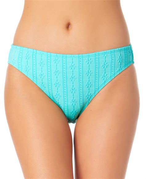 MSRP 20 California Waves Juniors Textured Hipster Bikini Bottoms Blue