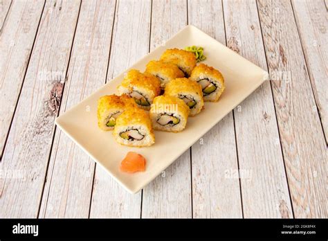 Uramaki California Roll Fried Breaded Stuffed With Surimi And Avocado