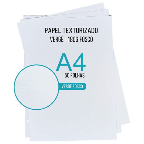 Papel Vergê Texturizado A4 180g Premium 50 Folhas Mundoware