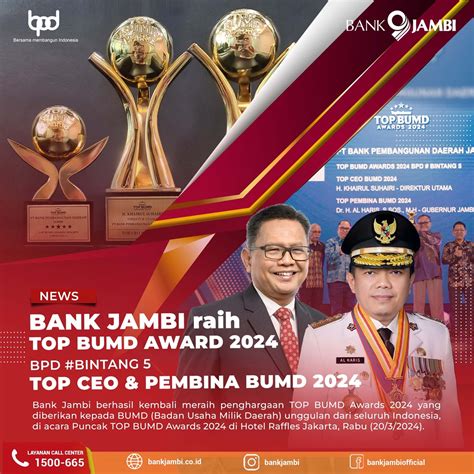 Bank Jambi Raih Penghargaan Top Bumd Award