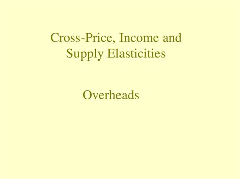 Cross Price Income And Supply Elasticities Ppt Download