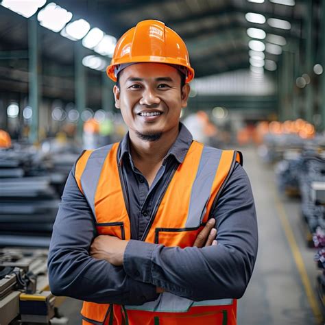 Premium Photo Asian Male Engineer In Safety Vest And Hardhat