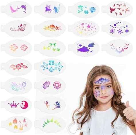 DSLSQD 20 Pieces Face Paint Stencils Reusable Face Painting Stencils