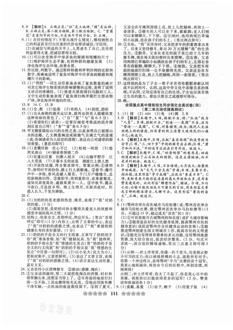 2020年全国重点高中提前招生同步强化全真试卷八年级语文上册人教版答案——青夏教育精英家教网——