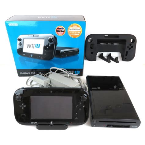 中古任天堂 Wii U プレミアムセット 本体 32GB WUP 101 ブラック ゲームパッド WUP 010 ACアダプター 縦置き