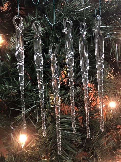 Set Of 6 Elegant Hand Blown Glass Icicles Ornaments Etsy