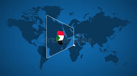 Detailed World Map with Pinned Enlarged Map of Sudan and Neighboring Countries Stock Vector ...