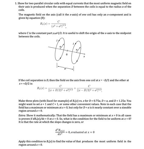 Solved 1 Show For Two Parallel Circular Coils With Equal