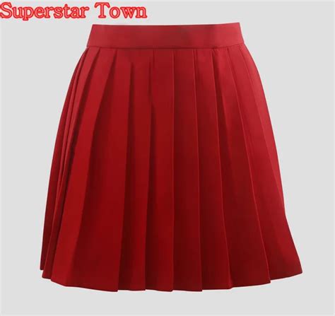 Red Pleated Skirts Summer Female Skirts High School Uniform Japan ...