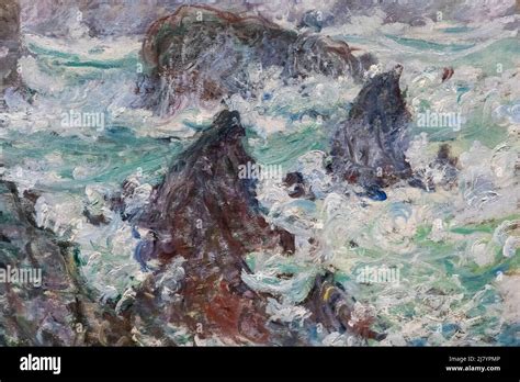 Painting Titled Storm At Belle Ile By Claude Monet Dated 1886 Stock