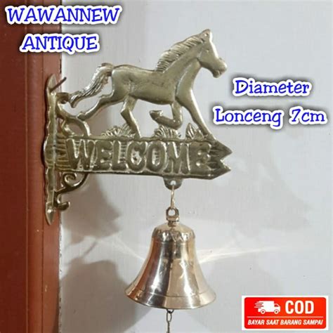 Jual Bel Pintu Rumah Pagar Lonceng Kuningan Antik Motif Kuda Welcome