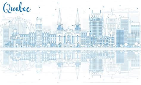 Premium Vector Outline Quebec Skyline With Blue Buildings Vector