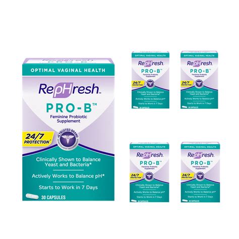 5 Pack Rephresh Pro B Probiotic Feminine Supplement 30 Capsules