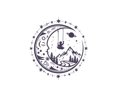 Swing On Celestial Moon Svg Silhouette Graphic By Phoenixvectorarts · Creative Fabrica