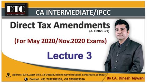 CA INTER IPCC DT Amendments For May 2020 Nov 2020 Exams Lecture 3