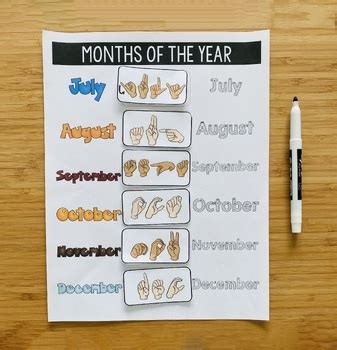 ASL Months Of The Year Learning Mats File Folder Activity By Teacher